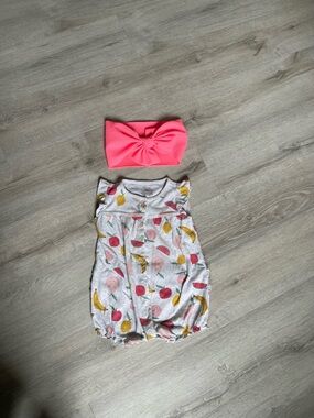 Carter's Fruit Print One-Piece Bodysuit with Pink Headband